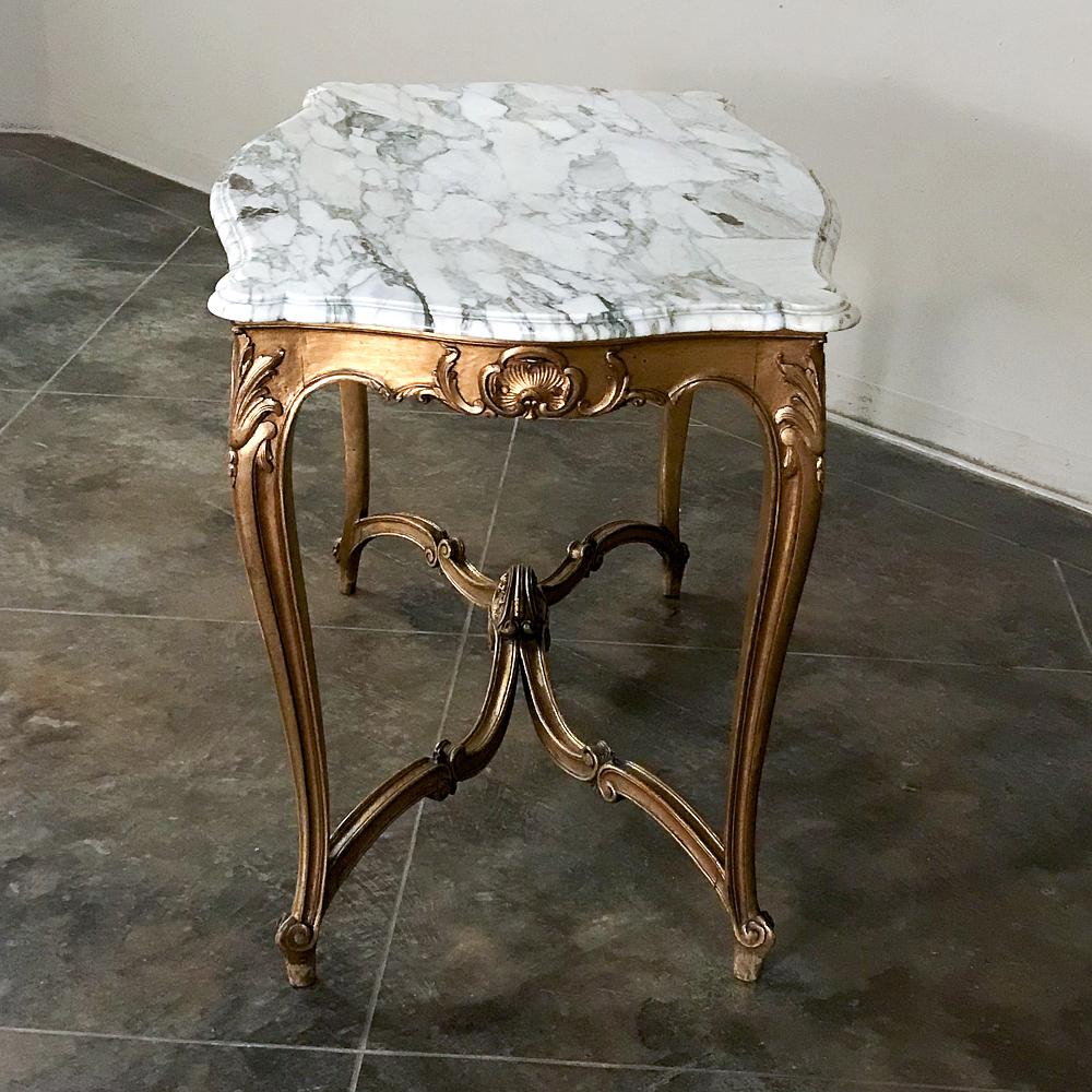 Giltwood Table, 19th Century French Louis XV with Marble Top For Sale ...