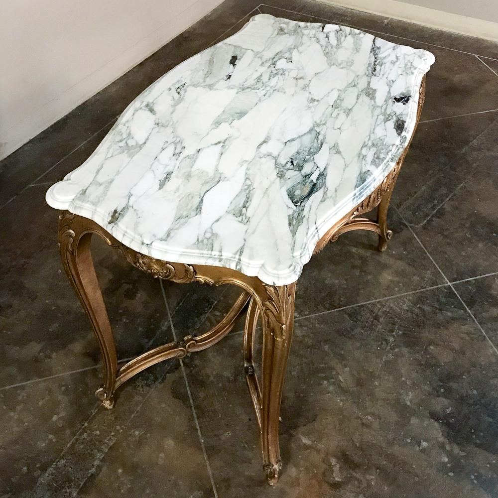 Giltwood Table, 19th Century French Louis XV with Marble Top For Sale ...