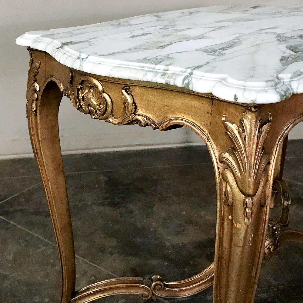Giltwood Table, 19th Century French Louis XV with Marble Top For Sale ...