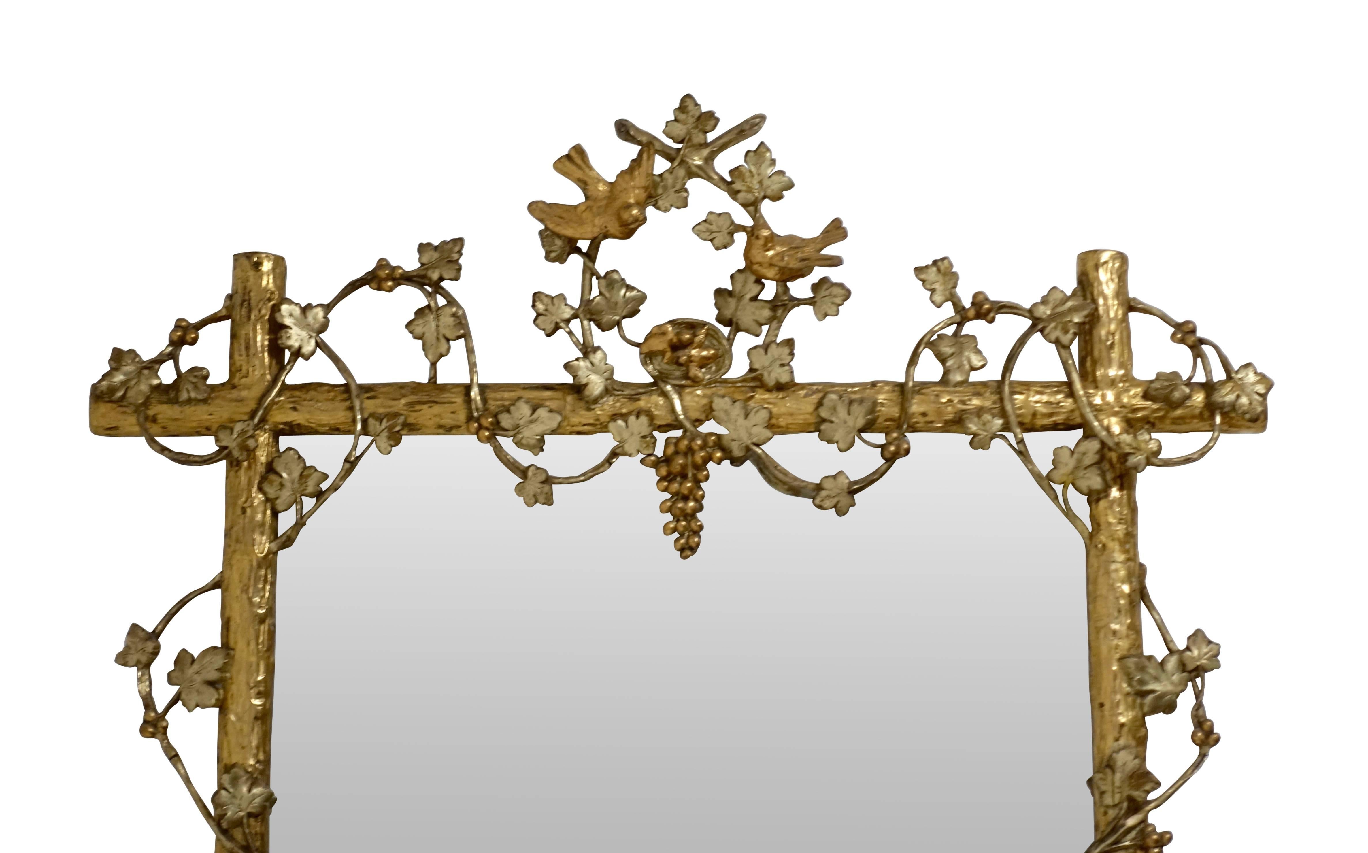 Beveled Giltwood Twig and Grapevine Mirror, American, Mid-19th Century