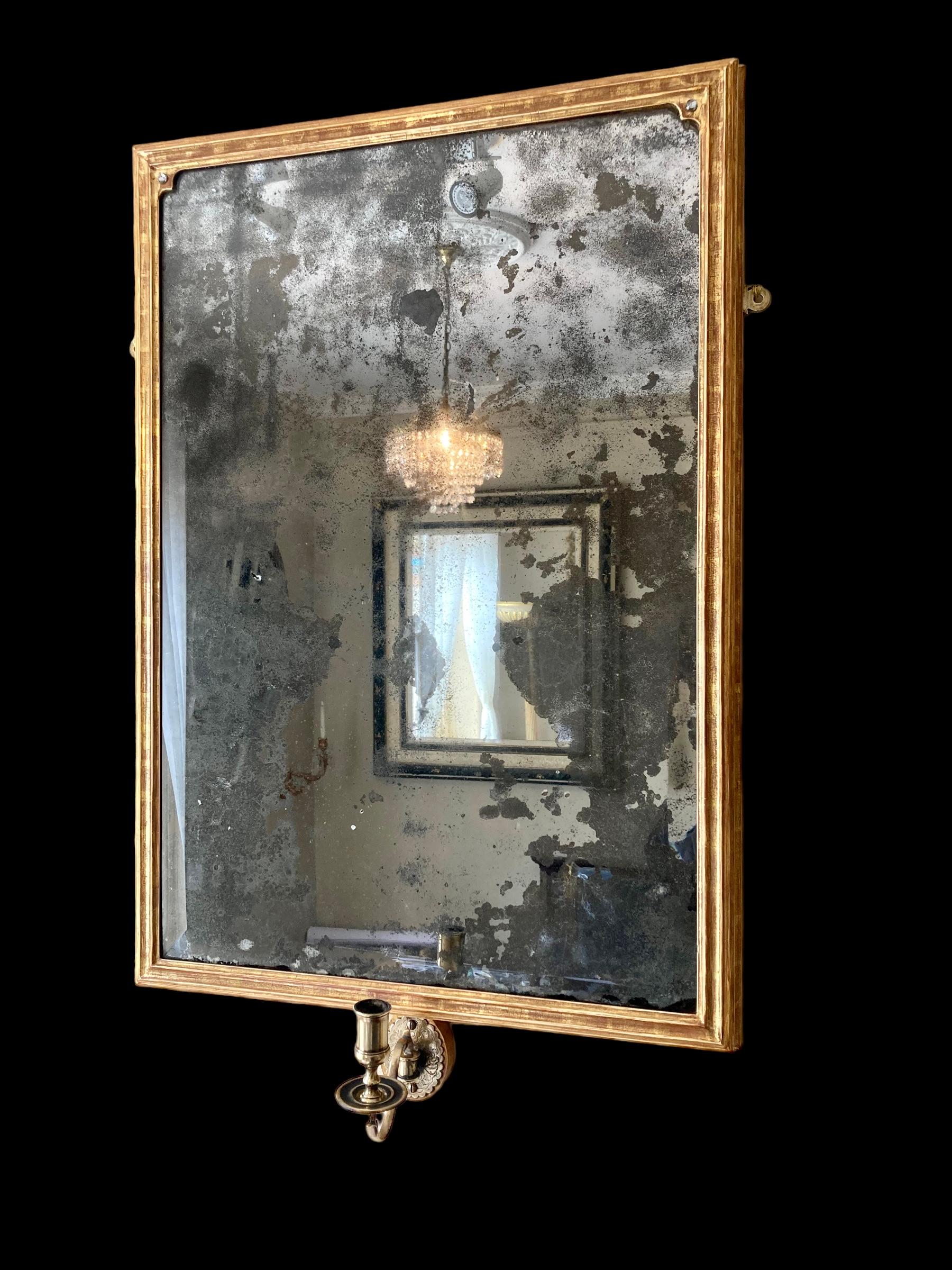 18th Century and Earlier Giltwood Wall mirror with 18th Century Mercury Mirror Plate  For Sale