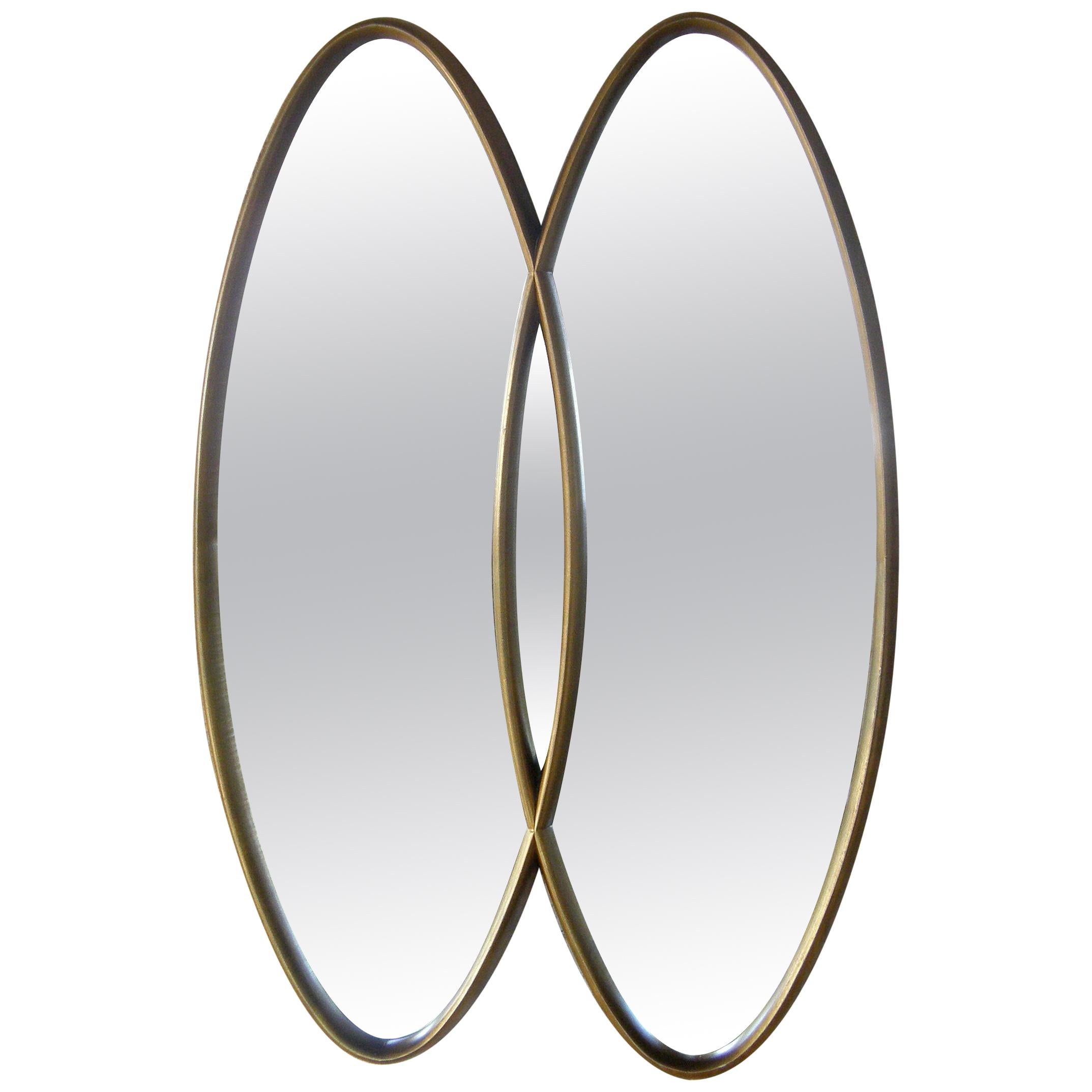 Giltwood Wall Mirror with Interlocking Double Oval Design