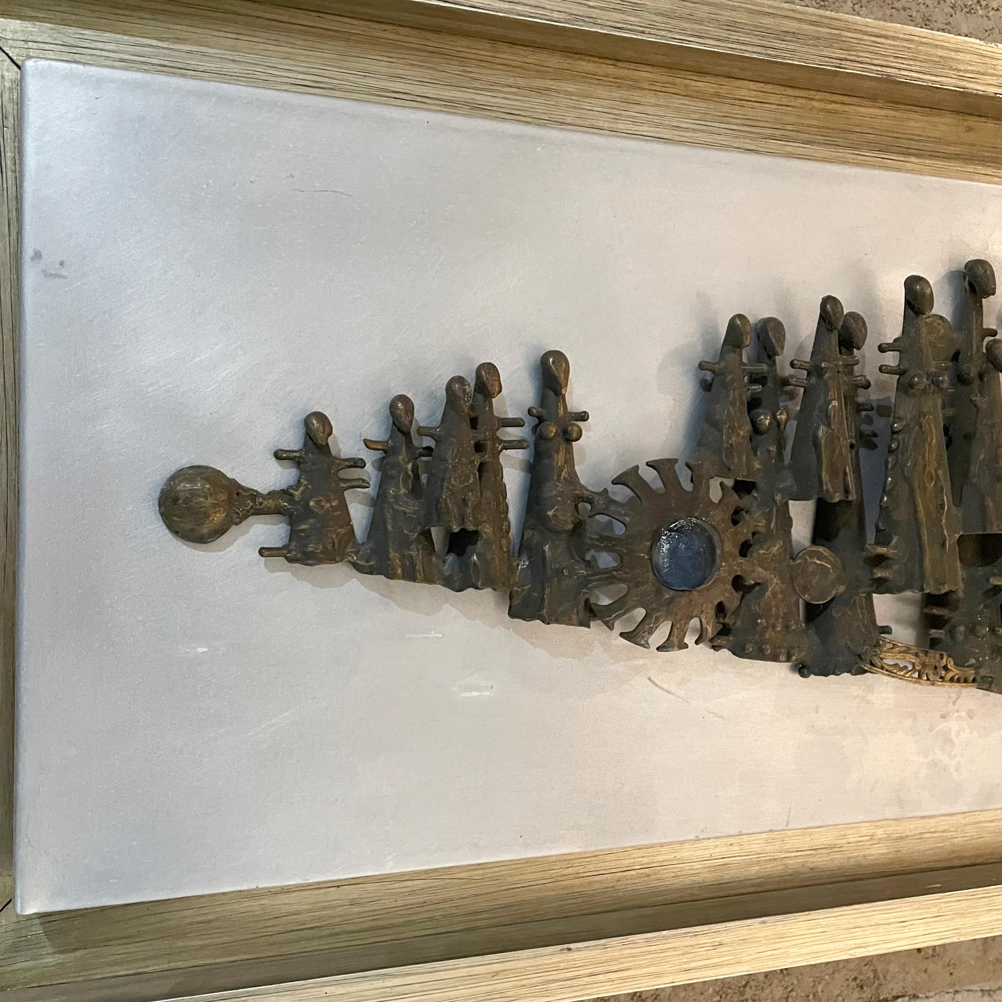 Gimenez Nunez Moderne brutalistische gerahmte Wandskulptur, Mexiko 1970, Mixed Media im Angebot 5