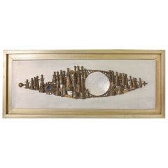 Gimenez Nunez, sculpture murale moderne encadrée brutaliste, Mexique, 1970