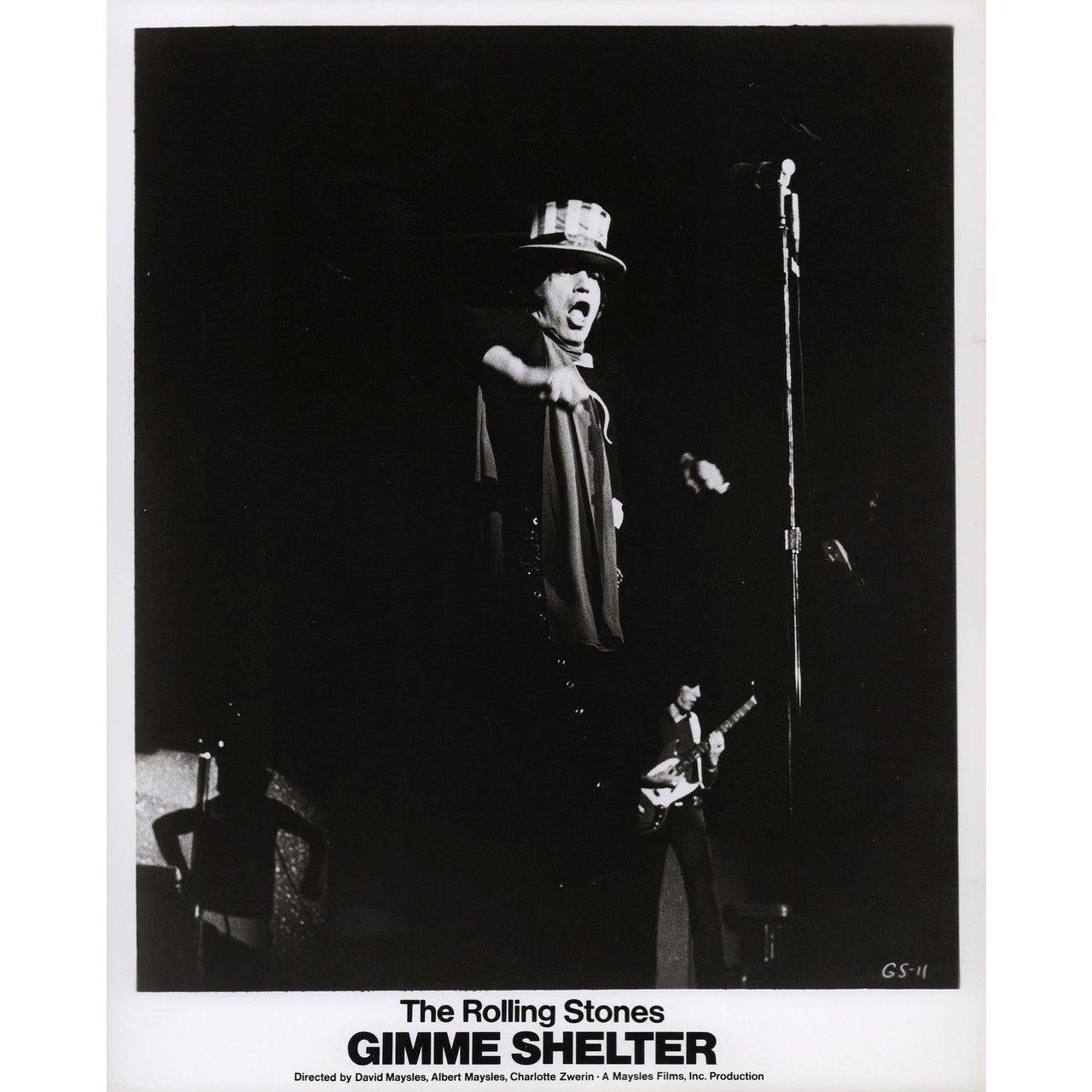 Original 1971 U.S. silver gelatin single-weight photo for the documentary film Gimme Shelter directed by Albert Maysles / David Maysles / Charlotte Zwerin with The Rolling Stones / Mick Jagger / Charlie Watts / Keith Richards. Fine condition. Please