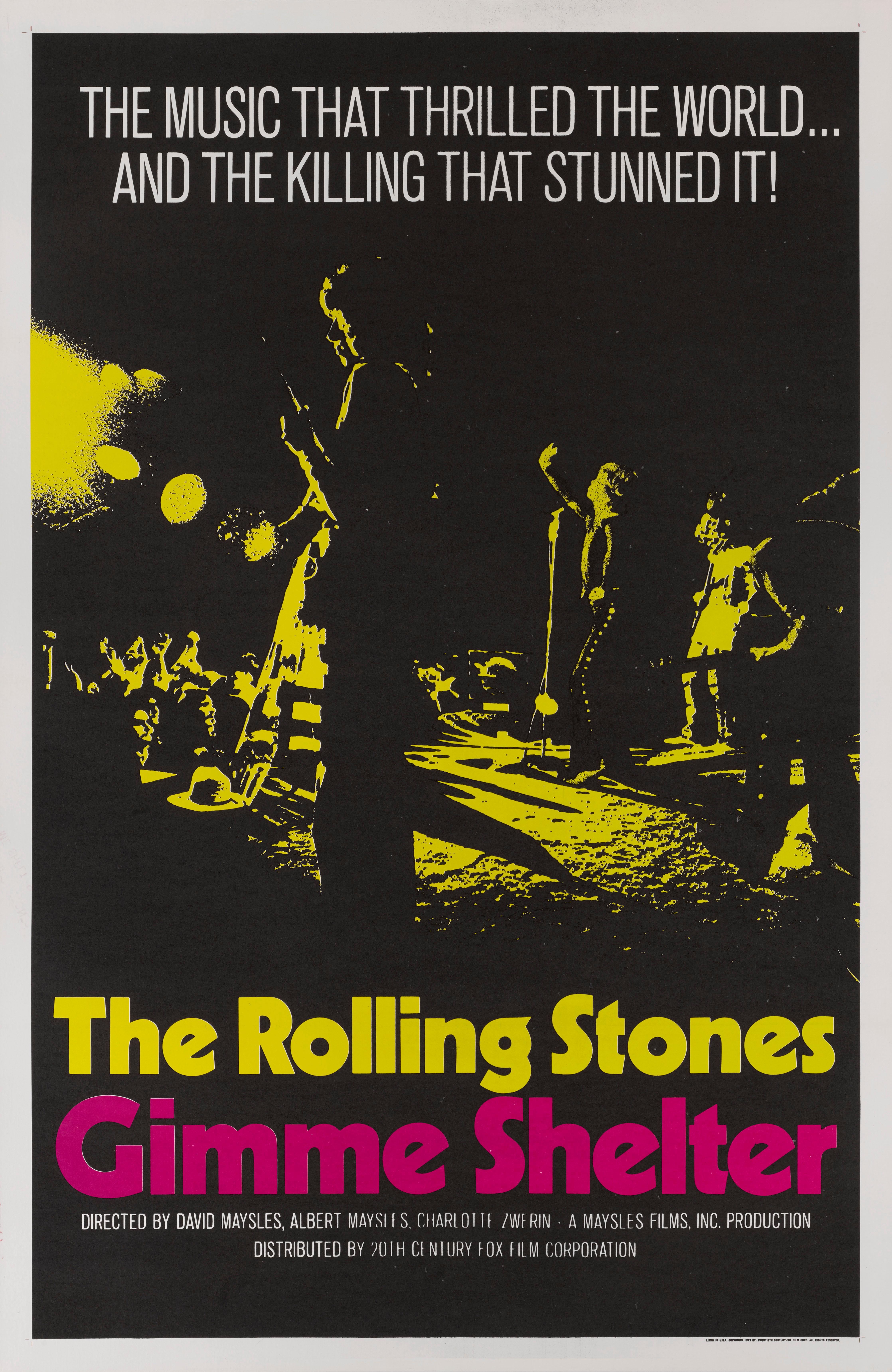 Original US film poster for the 1970 rock documentary directed by directed by Albert and David Maysles and Charlotte Zwerin
The documentary chronicling 1969 tour and the tragic Altamont free concert. The film name was taken from the stones lead