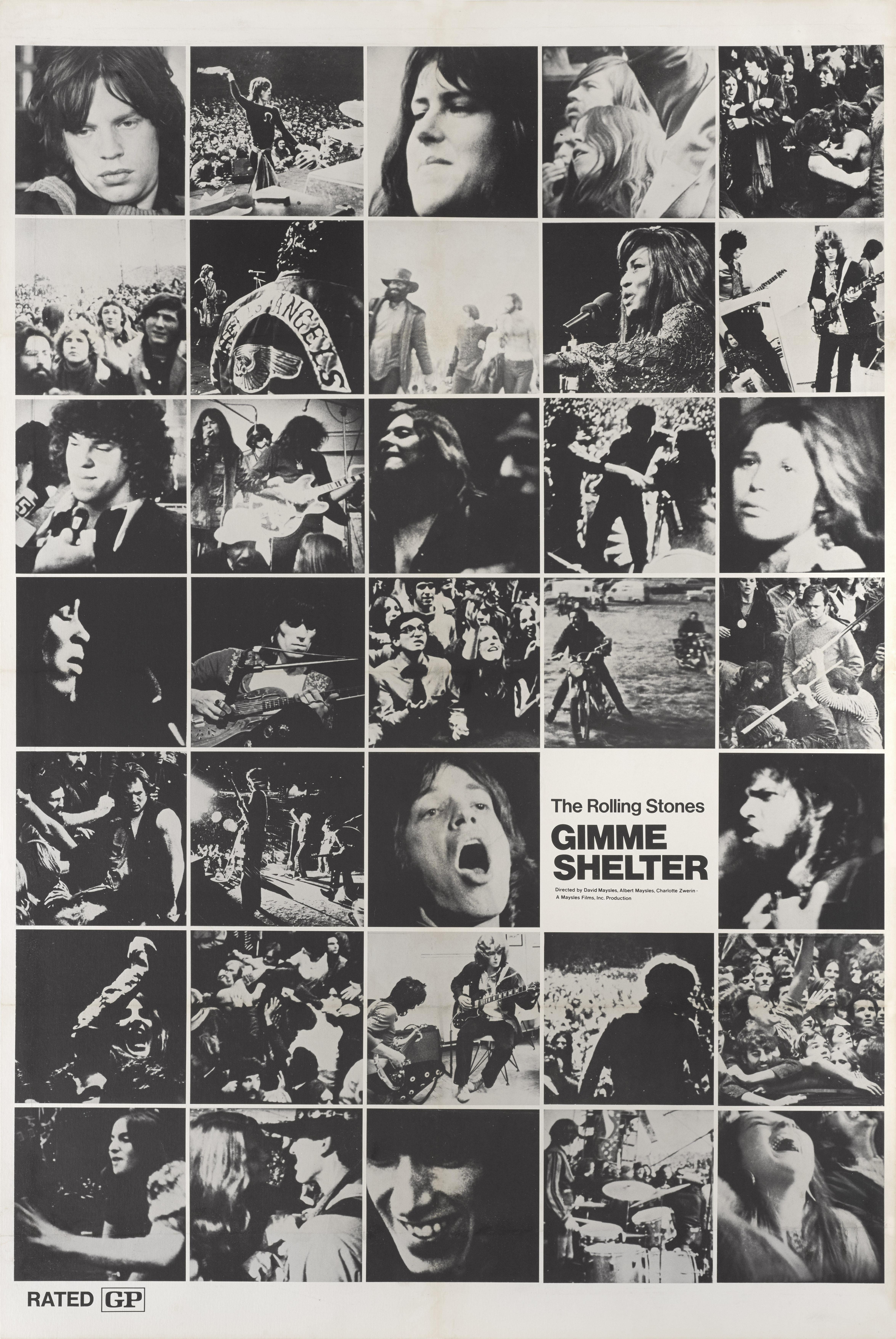 Originales US-Filmplakat für die Rock-Dokumentation von 1970 unter der Regie von Albert und David Maysles und Charlotte Zwerin
Der Dokumentarfilm über die Tournee 1969 und das tragische Altamont-Konzert. Der Name des Films wurde dem Titelsong des