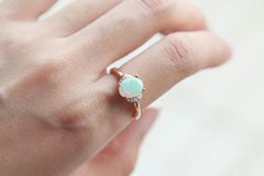 Gin and Grace 10K Rose Gold Australian Opal Ring with Real Diamonds for Women