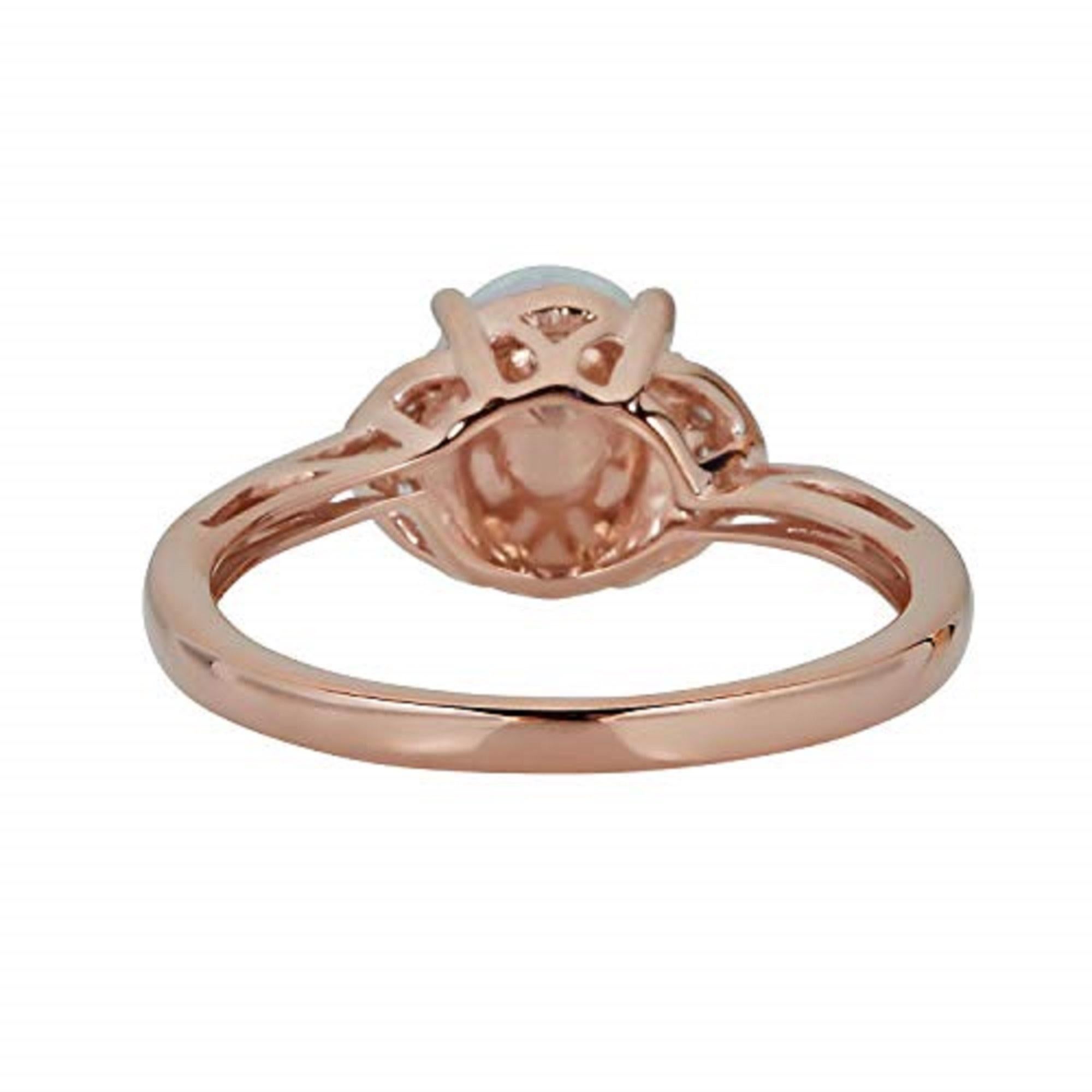 Oval Cut Gin and Grace 10K Rose Gold Australian Opal Ring with Real Diamonds for Women For Sale