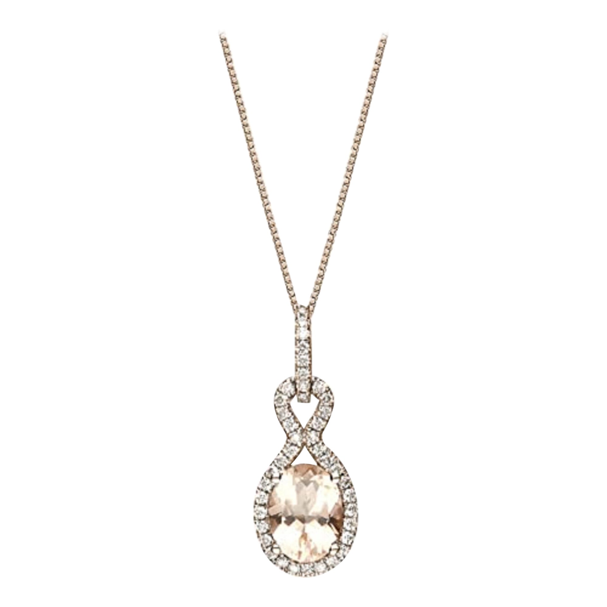 Gin and Grace Pendentif en or rose 10 carats avec Morganite véritable et diamants pour femmes