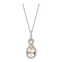 Gin and Grace Pendentif en or rose 10 carats avec Morganite véritable et diamants pour femmes