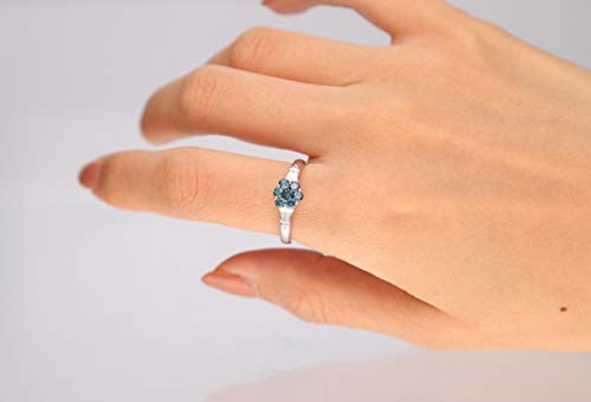 Stunning, timeless and classy eternity Unique Ring. Decorate yourself in luxury with this Gin & Grace Ring. The 10k White Gold jewelry boasts Round-Shape Prong Setting Genuine Blue Sapphire (7 pcs) 0.39 Carat, along with Natural Round cut white