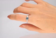 Gin and Grace 10K White Gold Genuine Blue Sapphire Ring with Diamonds for women