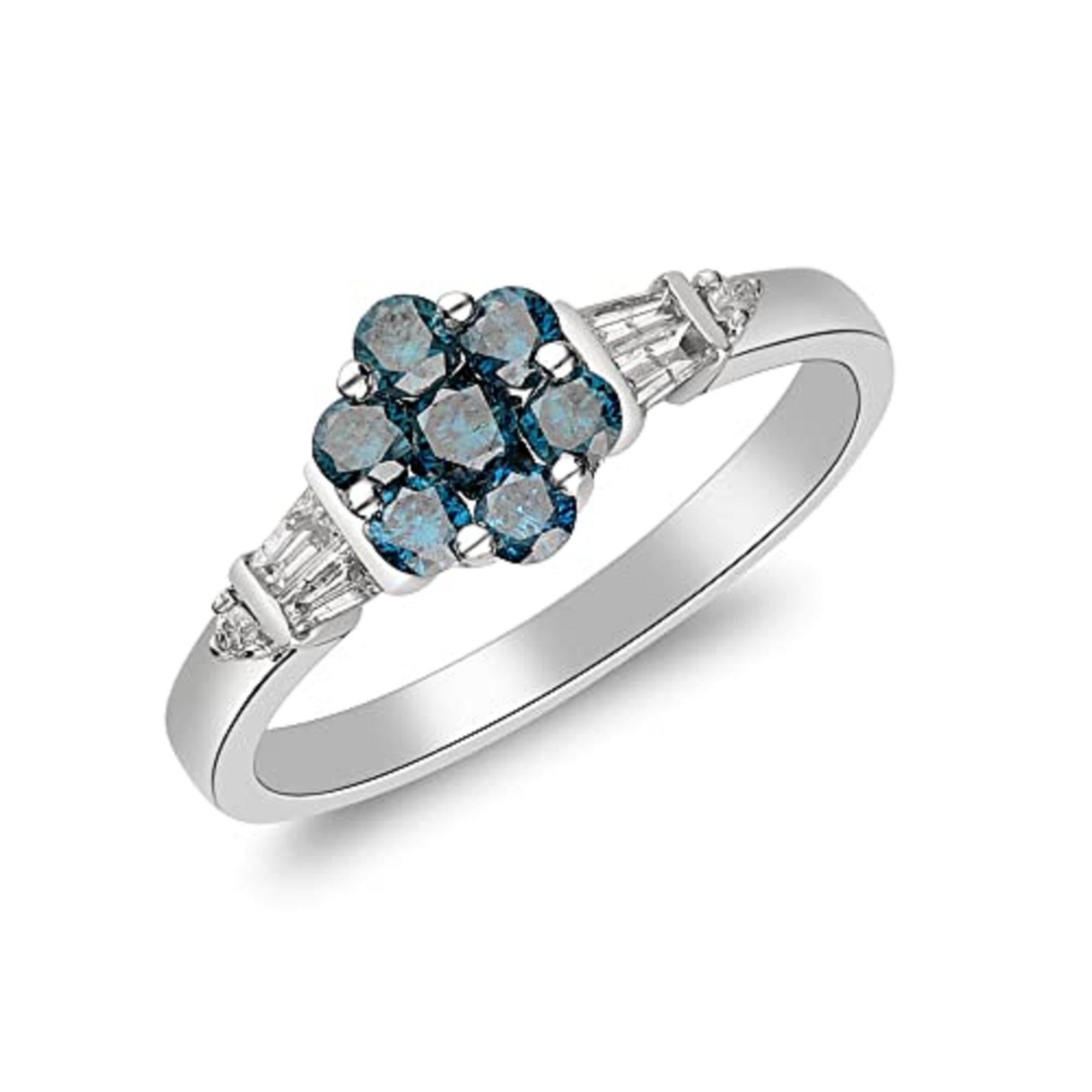 Round Cut Gin and Grace 10K White Gold Genuine Blue Sapphire Ring with Diamonds for women For Sale