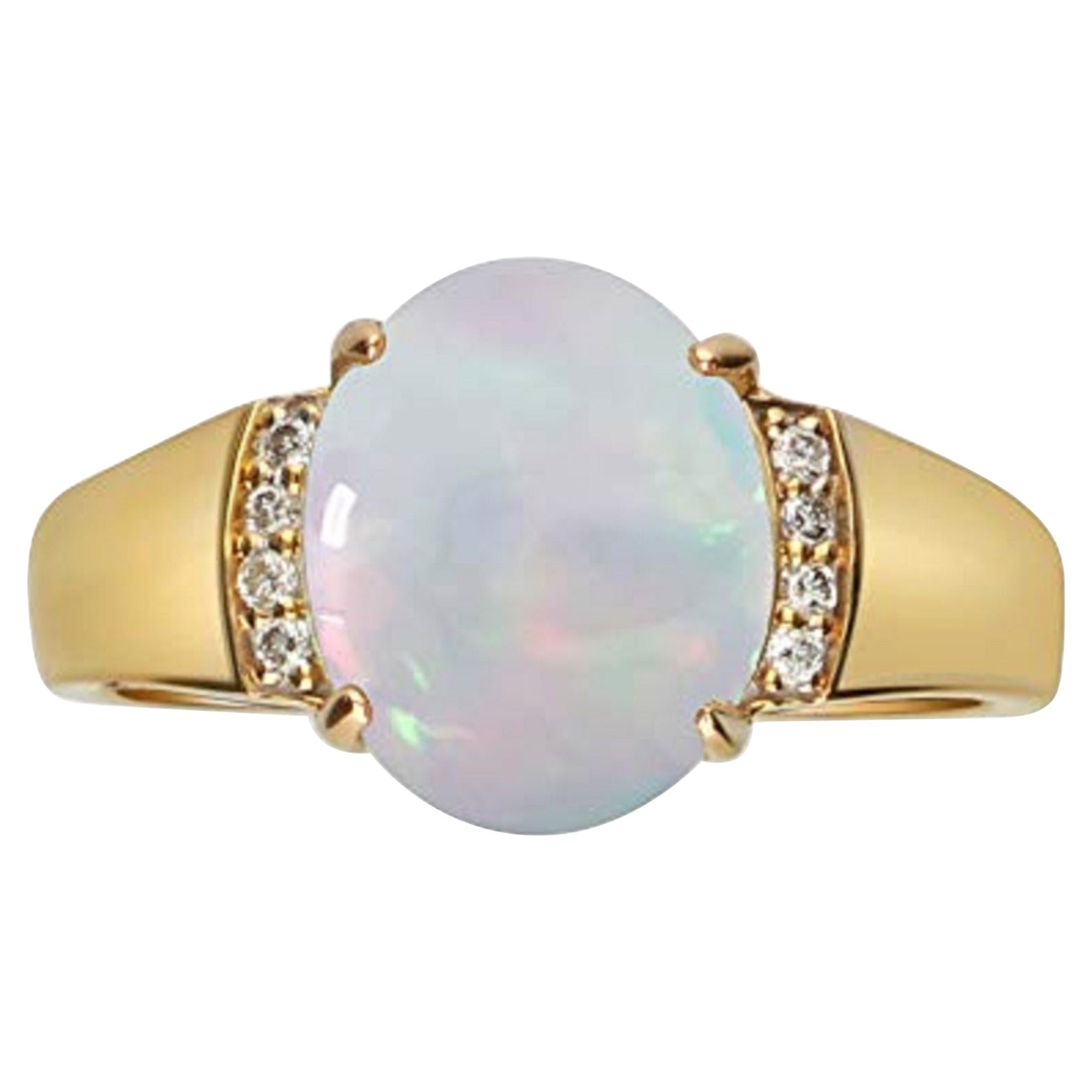 Gin and Grace australischer Opalring aus 10 Karat Gelbgold mit echten Diamanten für Damen