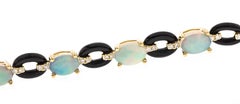 Gin and Grace 14K Ethiopian Opal & Onyx Diamond Bracelet