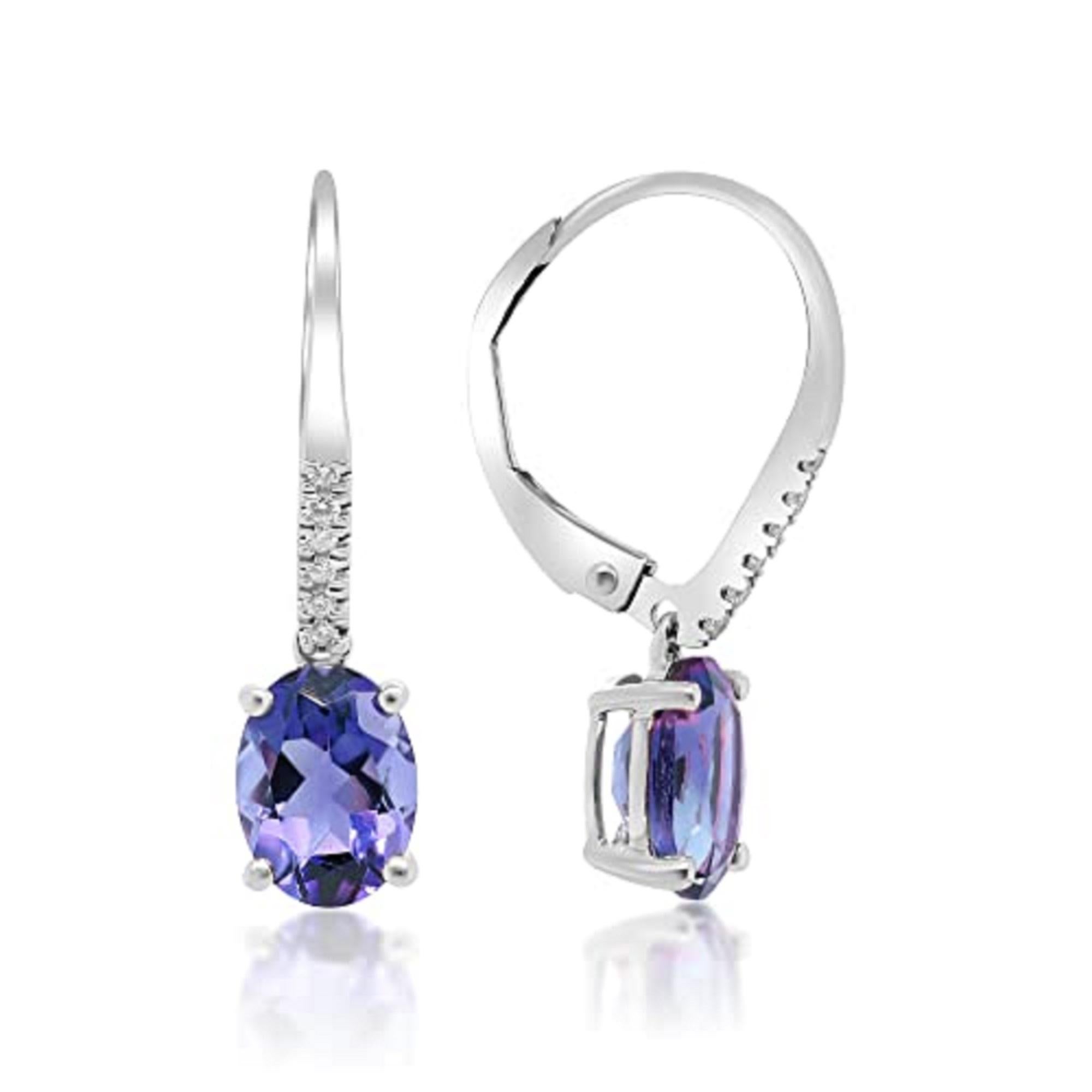 Art Deco Gin and Grace 14K White Gold Genuine Tanzanite Earrings with Diamonds For Women For Sale