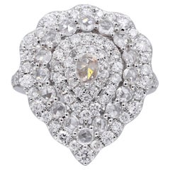 Gin and Grace 14K White Gold Natural Rose Cut Diamond Ring for Women/Girls