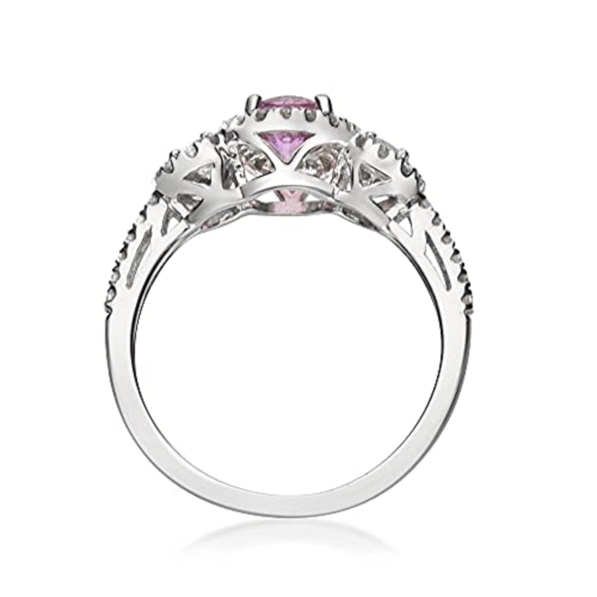 Art Deco Gin and Grace 14K White Gold Pink Sapphire Ring with Diamonds for women For Sale