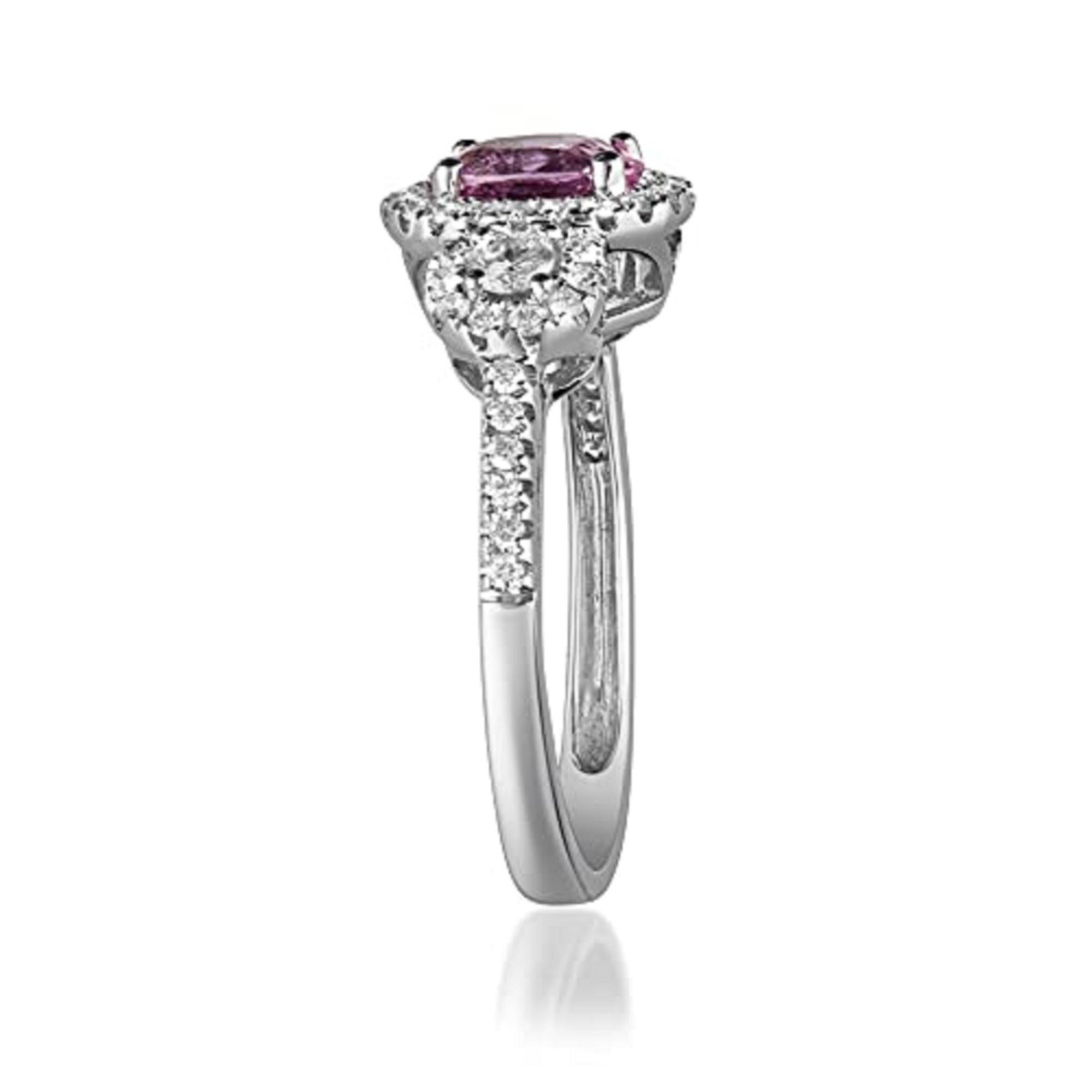Oval Cut Gin and Grace 14K White Gold Pink Sapphire Ring with Diamonds for women For Sale