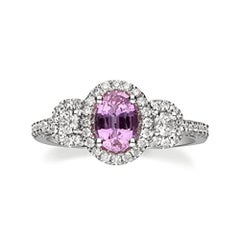 Gin and Grace, bague en or blanc 14 carats avec saphir rose et diamants pour femmes