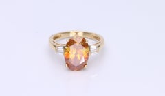 Gin and Grace 14K Yellow Gold Oval-Cut Sphalerite Diamond Ring for Women/Girls