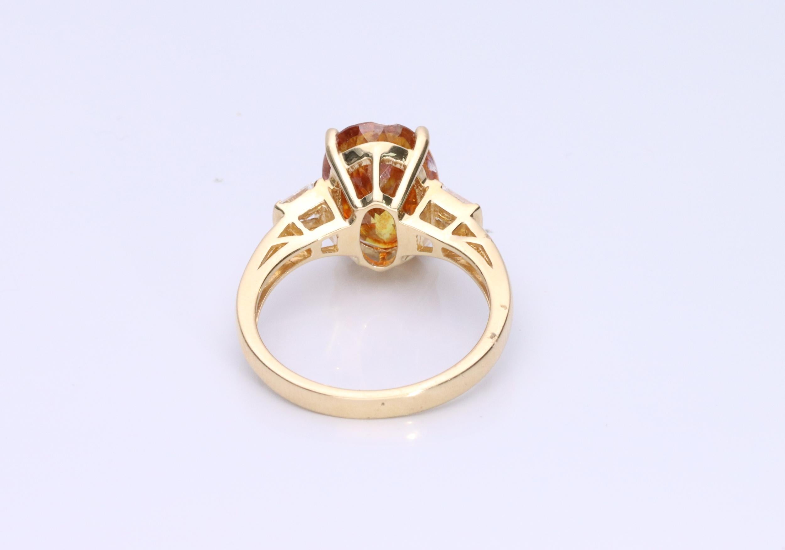 Art Deco Gin and Grace 14K Yellow Gold Oval-Cut Sphalerite Diamond Ring for Women/Girls