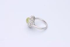 Gin and Grace 18K White Gold Chrysoberyl Cats Eye Diamond Ring for Women/Girls