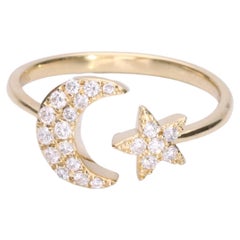 Gin and Grace 18K Yellow Gold Round-Cut Diamond Accents Ring for Women/Girls