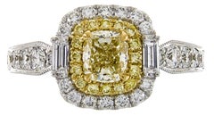 Gin and Grace 18KTT 1-Carat Yellow Diamond Ring with White Diamond Accents
