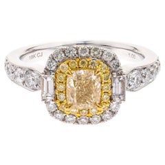 Gin and Grace 18KTT 1-Carat Yellow Diamond Ring with White Diamond Accents