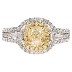 Gin and Grace 18KTT 1.01ct Yellow Diamond Ring with Dazzling Accents