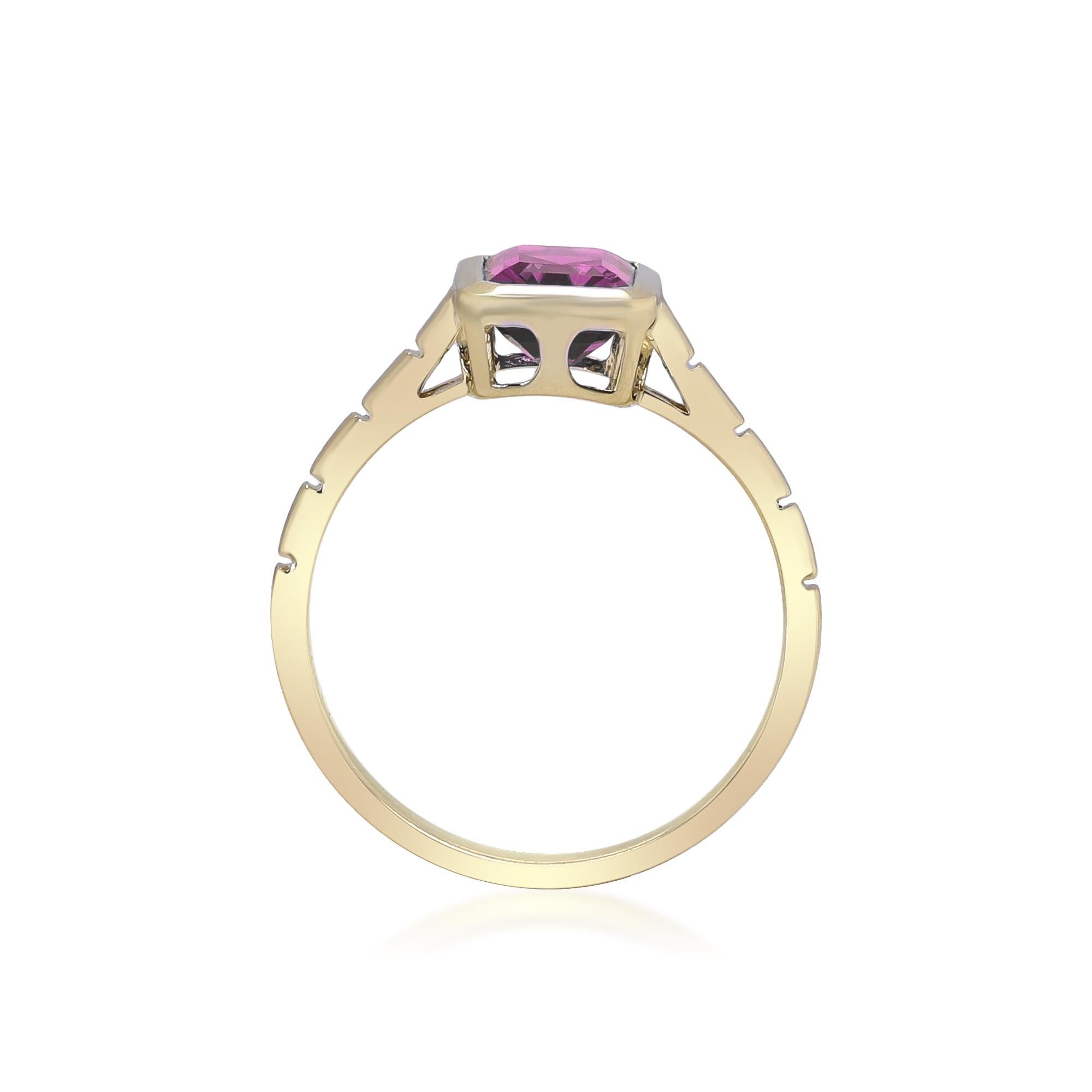 Emerald Cut Gin and Grace Classic Rodholite with 14k Yellow Gold Ring For Women/Girls For Sale