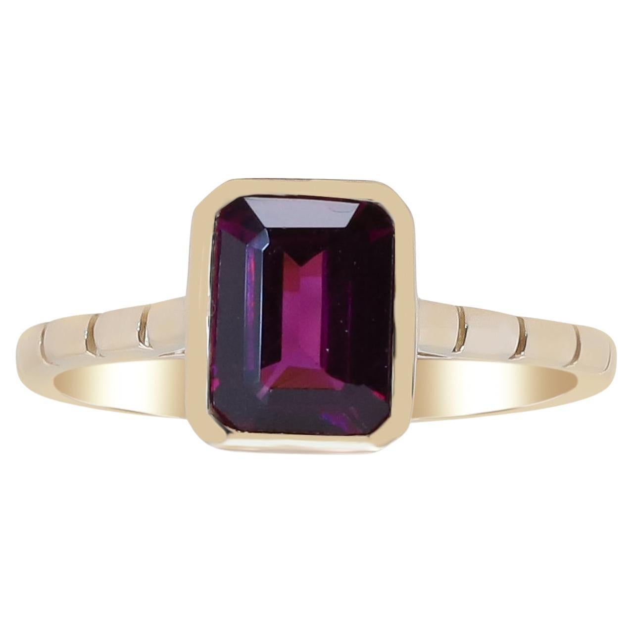 Gin and Grace Classic Rodholite with 14k Yellow Gold Ring For Women/Girls (Bague classique en Rodholite et or jaune 14k pour femmes/filles)