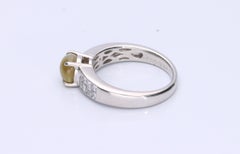 Gin and Grace Platinum 900 Cats Eye with Diamond Accents Ring for Women/Girls