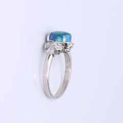 Gin and Grace Platinum 900 Opal with Diamond Accents Ring for Women/Girls