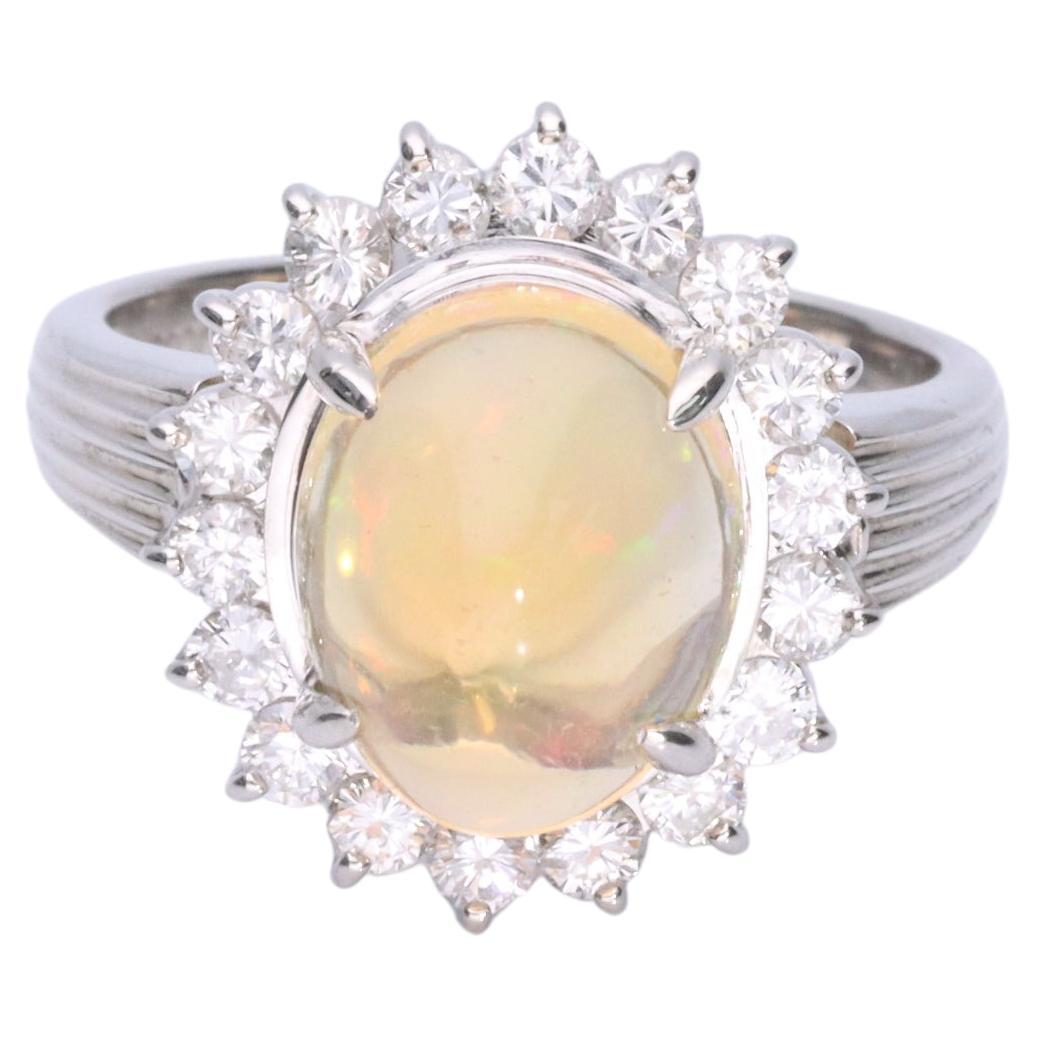 Gin and Grace Platinum 900 Opal with Diamond Accents Ring for Women/Girls For Sale