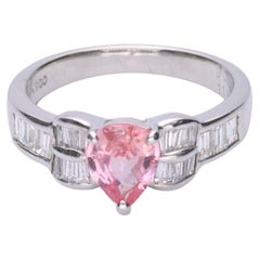 Gin and Grace Platinum 900 Pink Sapphire Diamond Accents Ring for Women/Girls