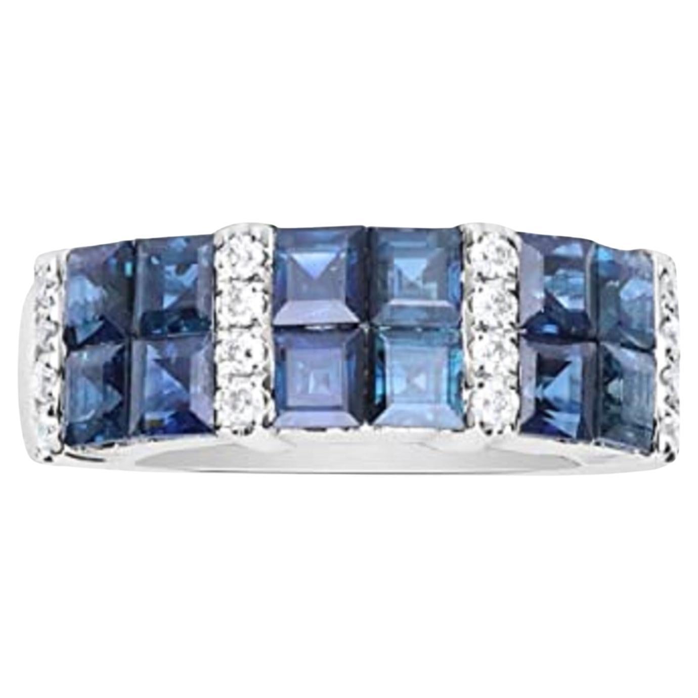 Gin & Garce 14K White Gold Genuine Blue Sapphire Ring with Diamonds for women For Sale