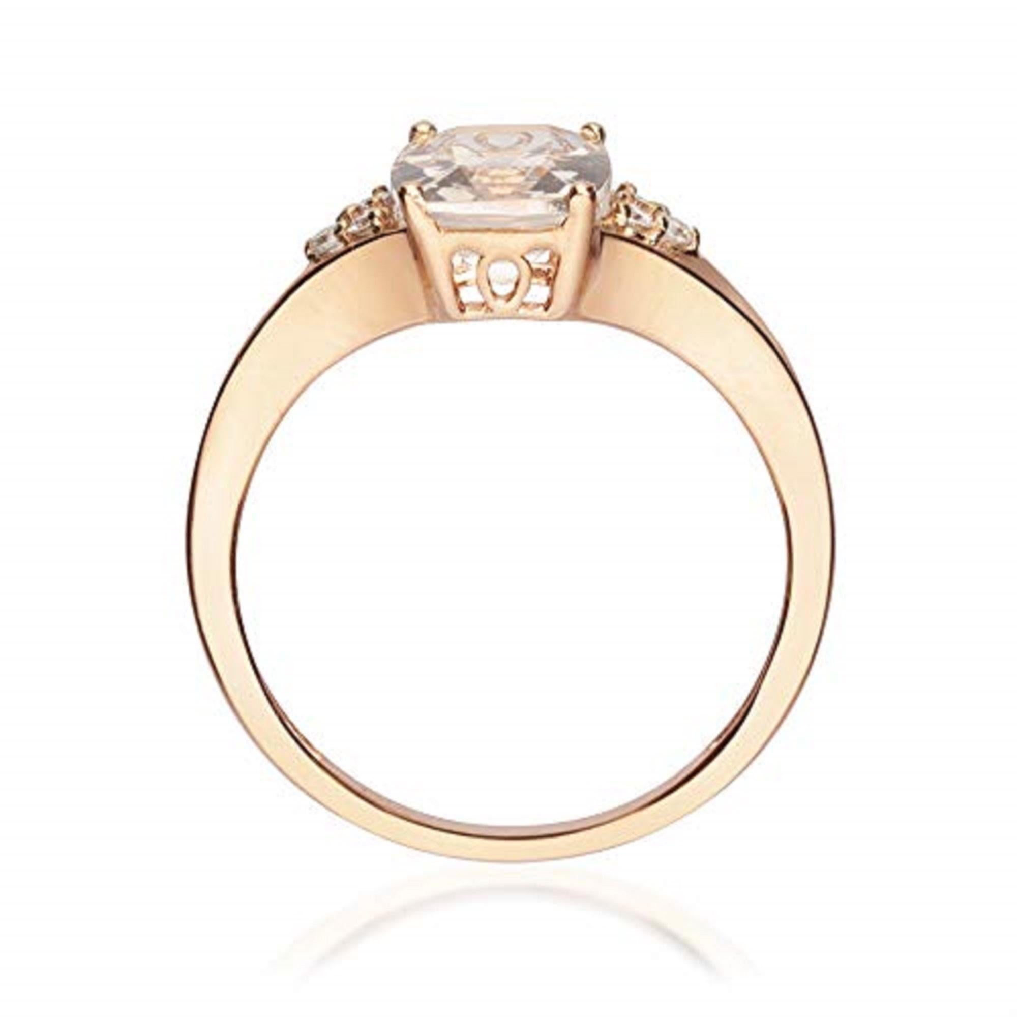 Art Deco  Gin & Grace 10K Rose Gold Genuine Morganite Ring with Diamonds For Sale