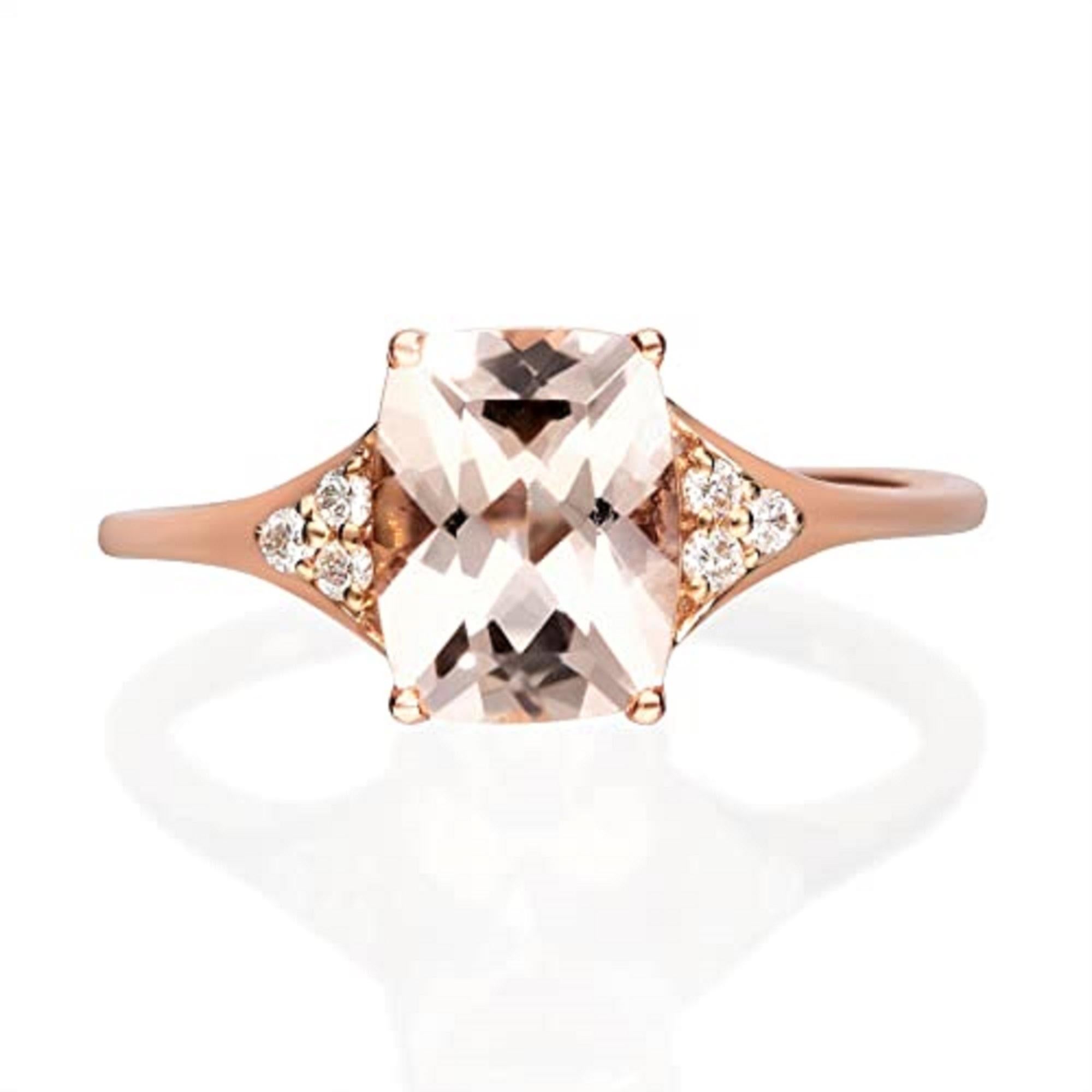 Women's  Gin & Grace 10K Rose Gold Genuine Morganite Ring with Diamonds For Sale