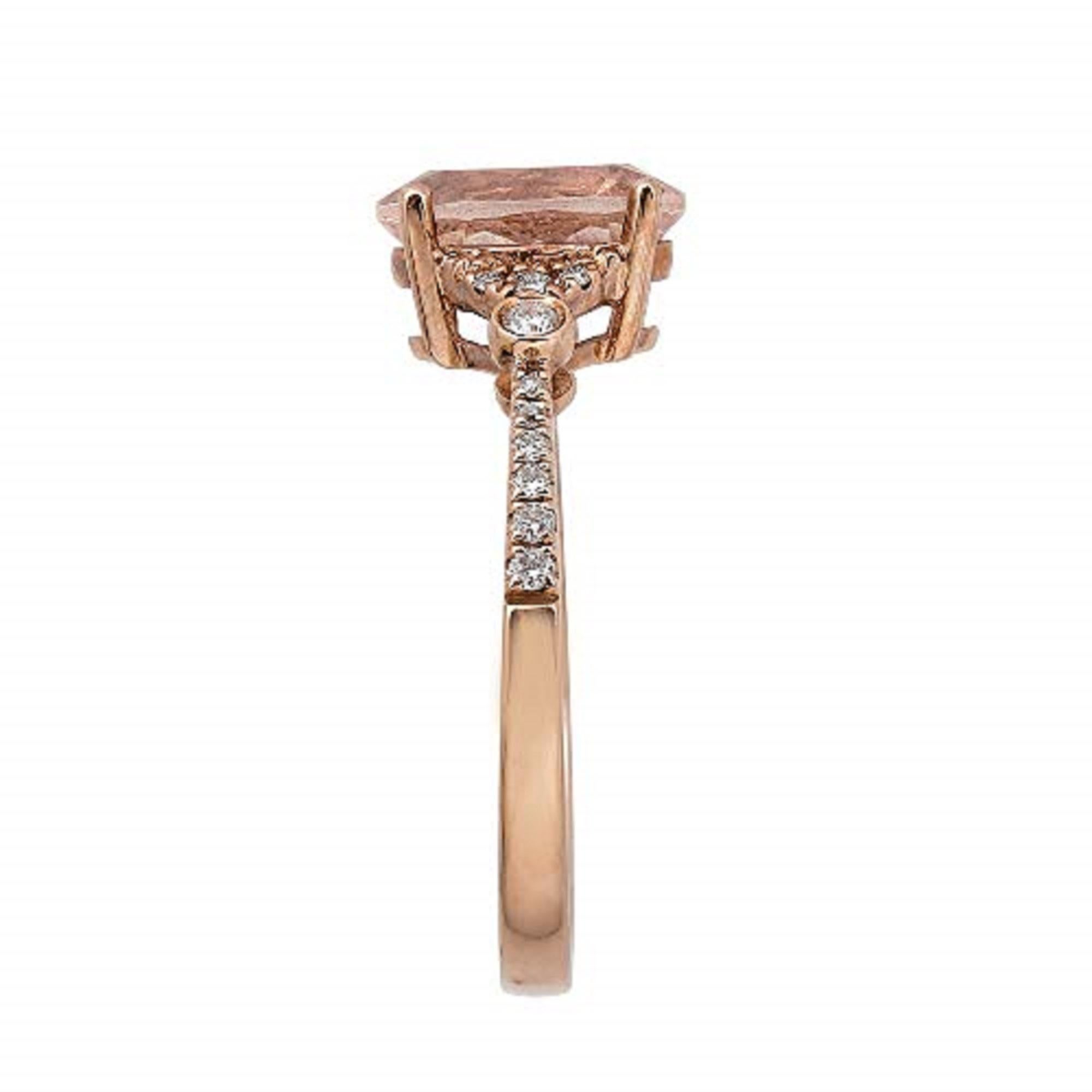 Art Deco Gin & Grace 10K Rose Gold Genuine Morganite Ring with Diamonds for women
