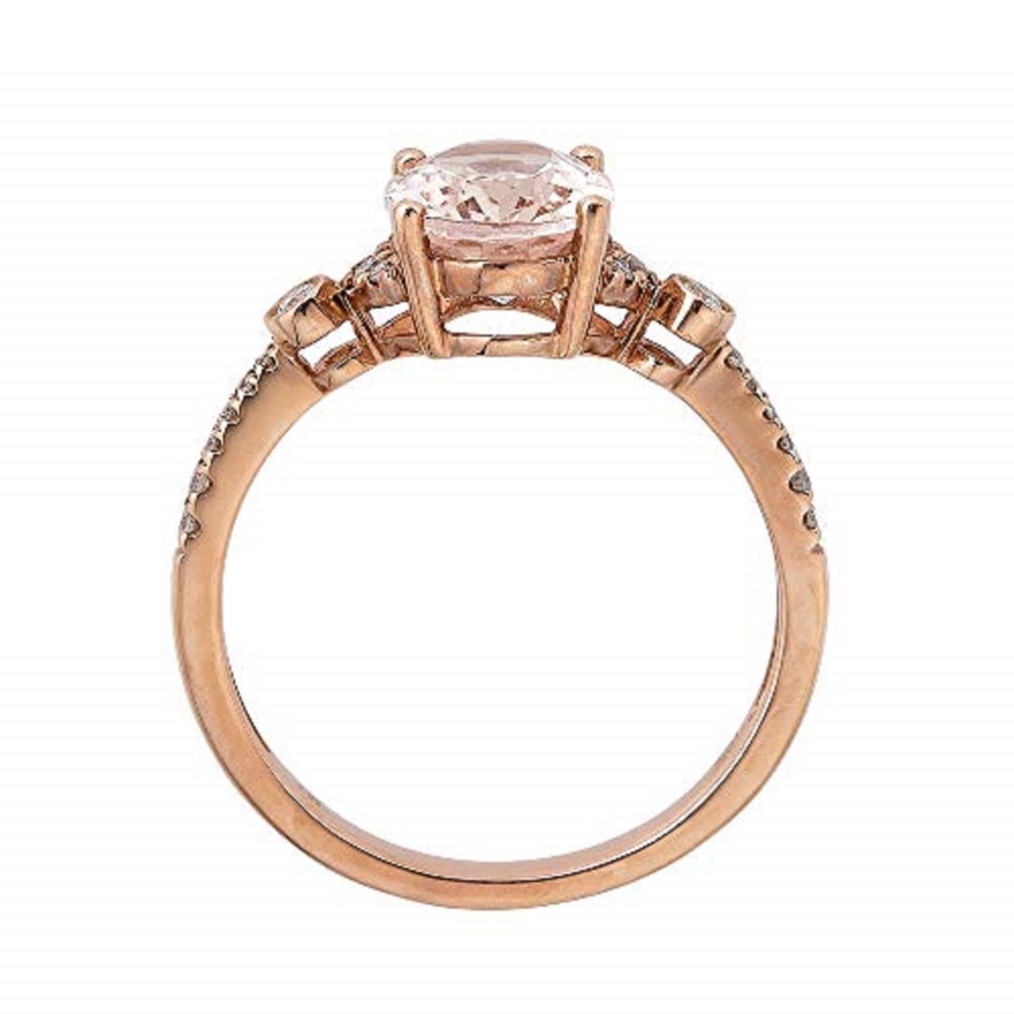 Oval Cut Gin & Grace 10K Rose Gold Genuine Morganite Ring with Diamonds for women