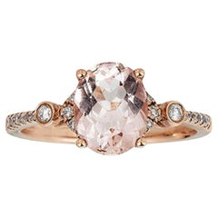 Gin & Grace 10K Rose Gold Genuine Morganite Ring with Diamonds for women