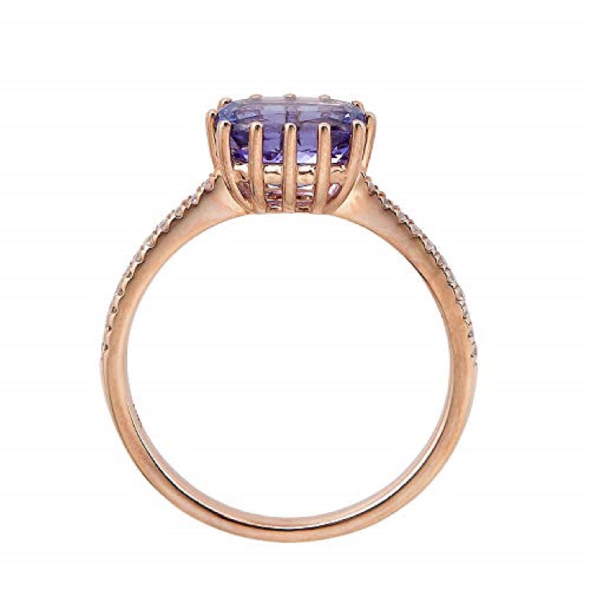 Stunning, timeless and classy eternity Unique ring. Decorate yourself in luxury with this Gin & Grace ring. This ring is made up of 6X8 Cushion-Cut Prong Setting Genuine Tanzanite (1pcs) 1.48 Carat and Round-Cut Prong Setting Natural Diamond (22pcs)