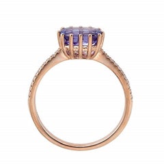 Gin & Grace 10K Rose Gold Genuine Tanzanite Ring with Diamonds for women