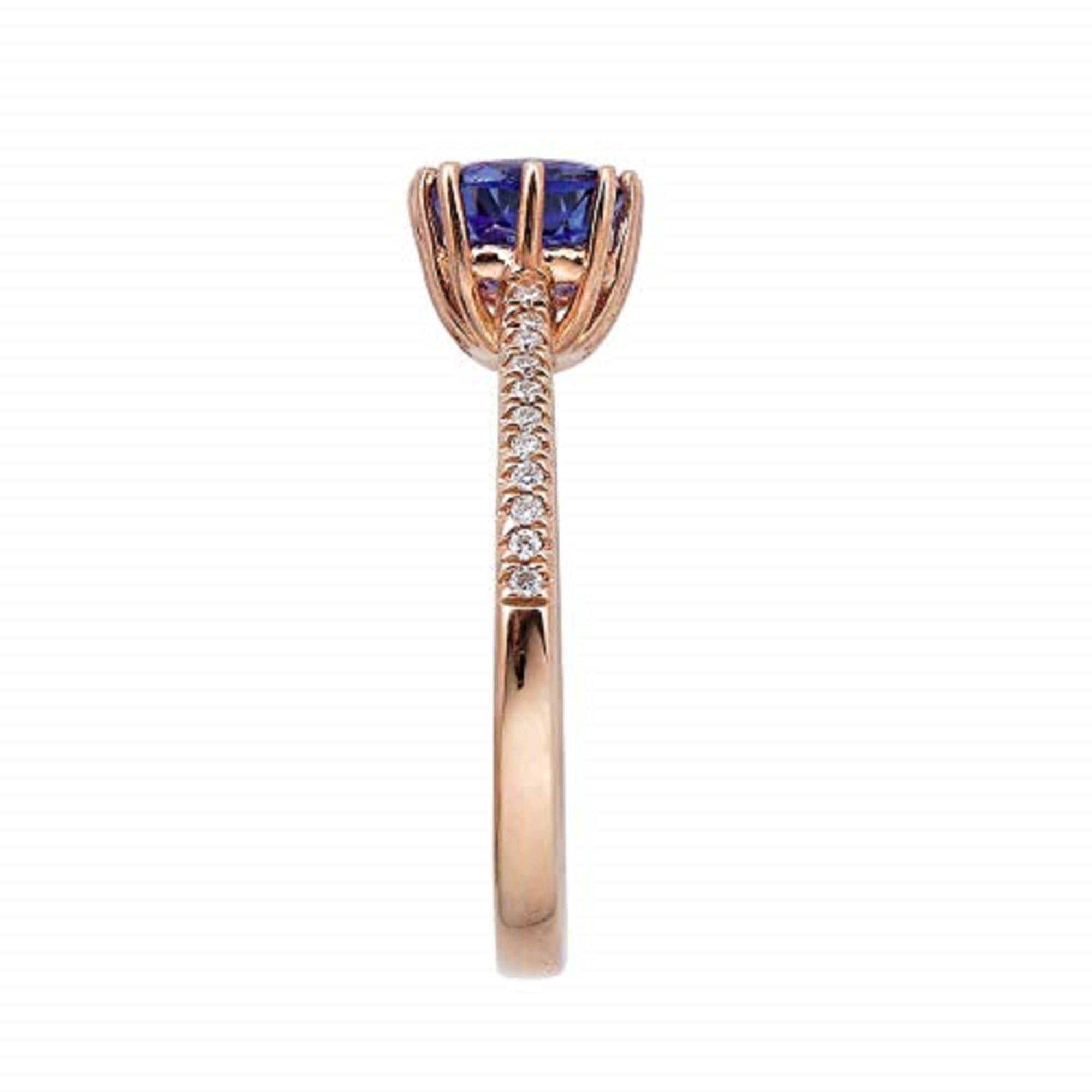 Art Deco Gin & Grace 10K Rose Gold Genuine Tanzanite Ring with Diamonds for women
