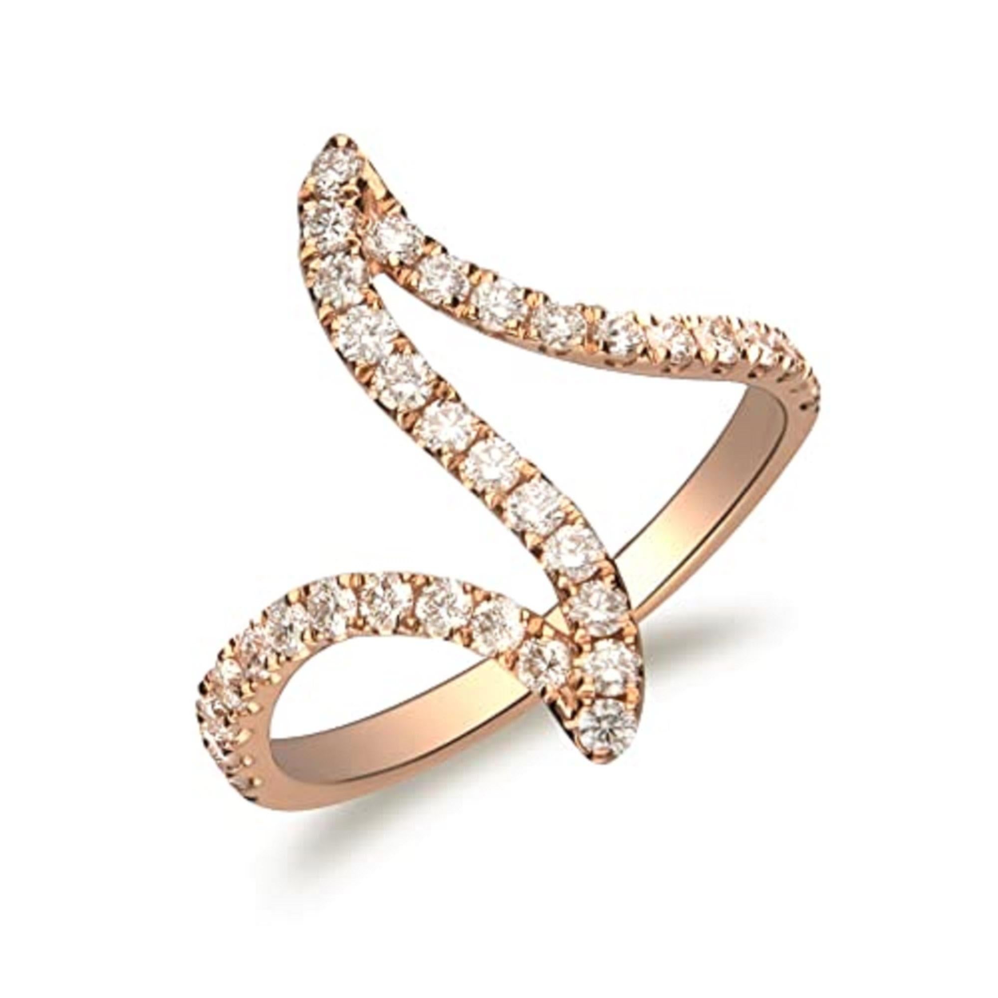 Art déco Gin & Grace, bague pour femmes en or rose 10 carats avec diamant blanc naturel en vente