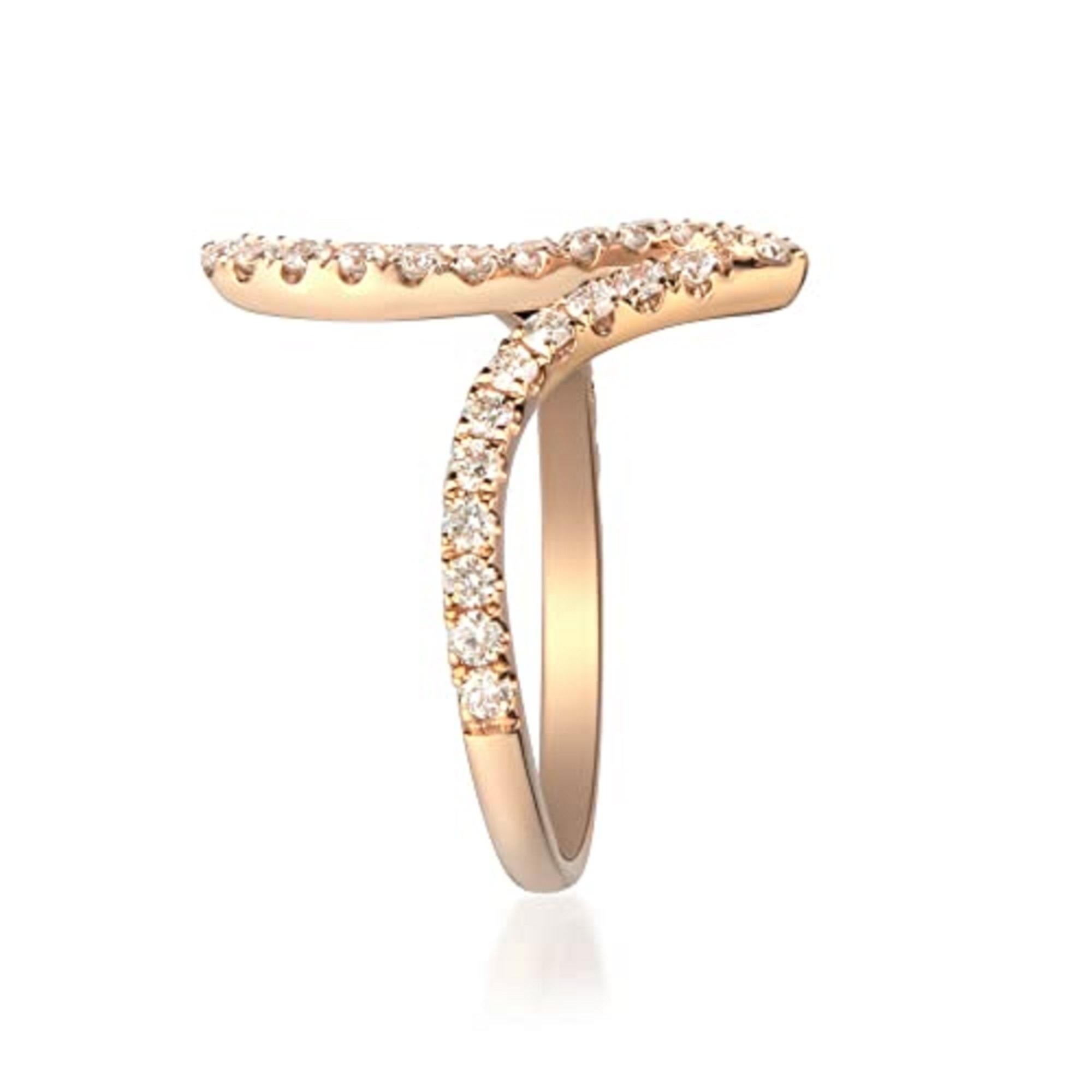 Round Cut Gin & Grace 10K Rose Gold Natural White Diamond Ring for women For Sale