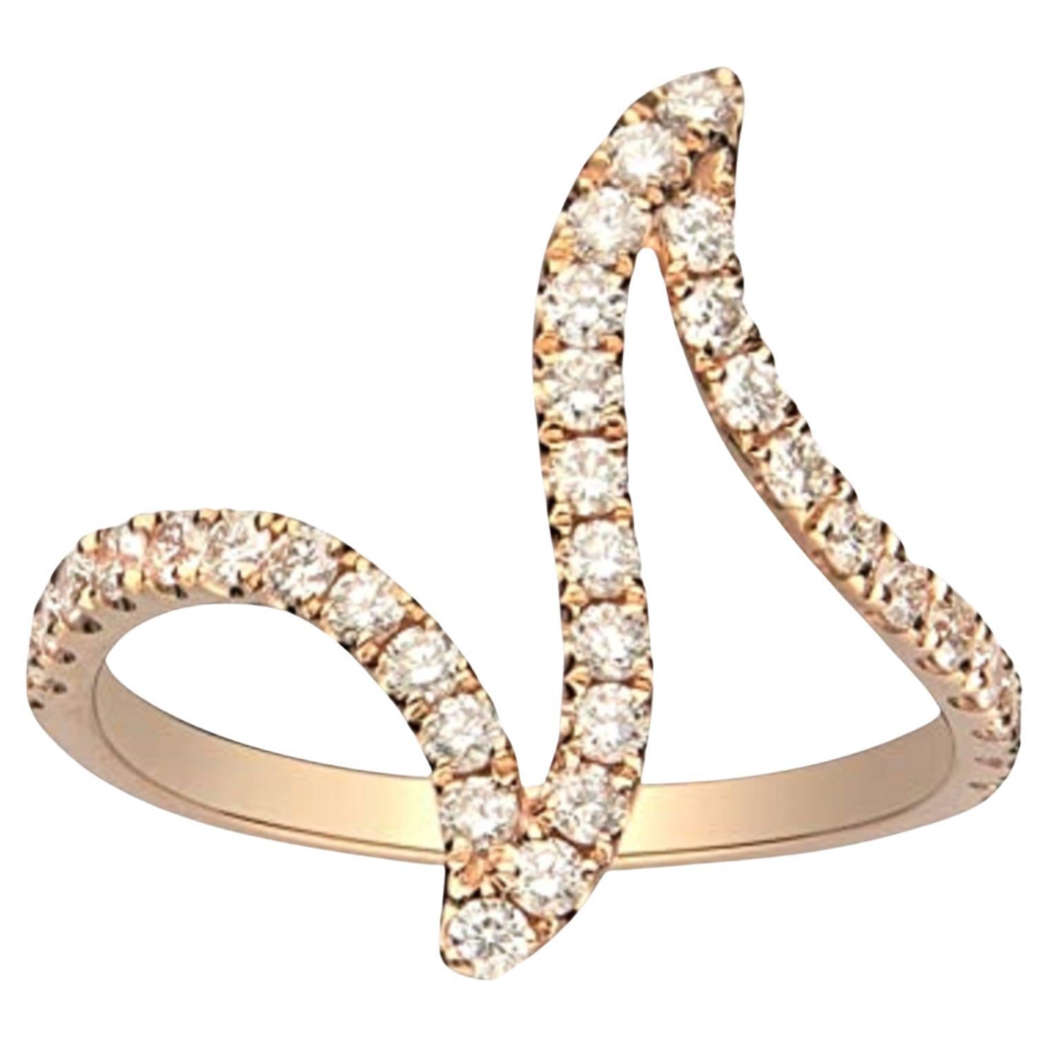 Gin & Grace 10K Roségold Ring mit natürlichem weißem Diamanten für Frauen